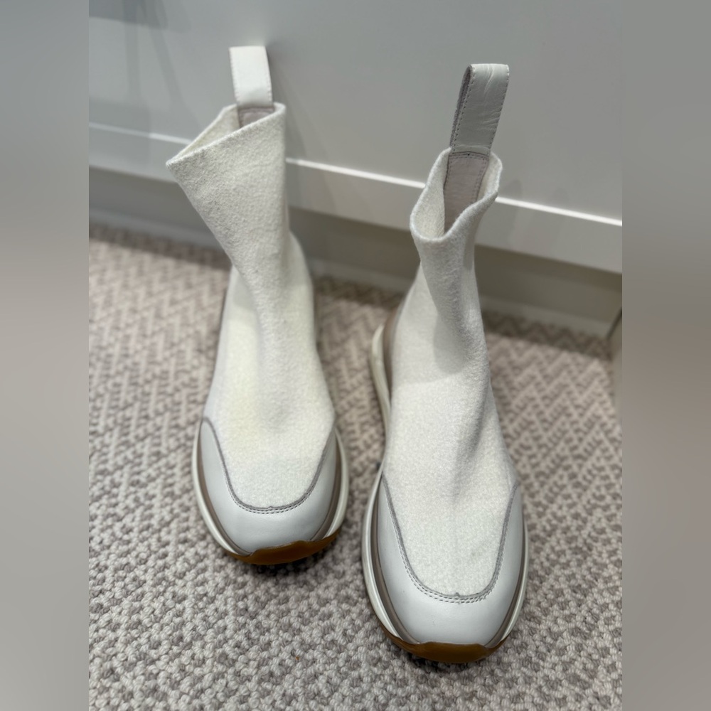 Marc Cain Cream Knit Sock Boots Sneakers Size 36